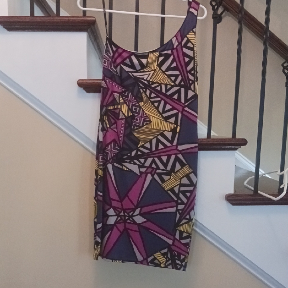 Analili Multicolored Dress. One Shoulder.